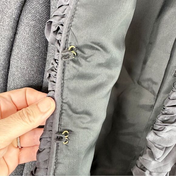 J. Crew Gray Wool-Pleated Silk Chimera Blazer Lady Jacket sz 0 - Picture 7 of 10
